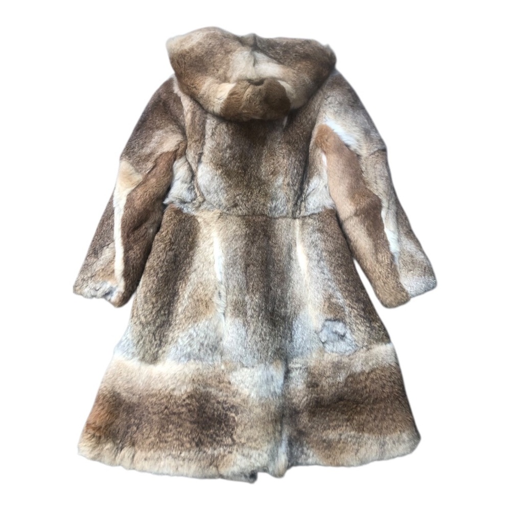 Vintage 1970’s Genuine Rabbit Fur Hooded Coat Small - Picture 2 of 6